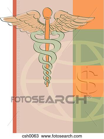 Drawing - Caduceus and Globe. Fotosearch