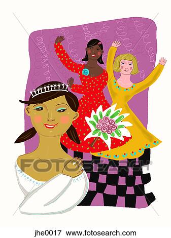 Stock Illustration - bride throwing her bouquet. Fotosearch