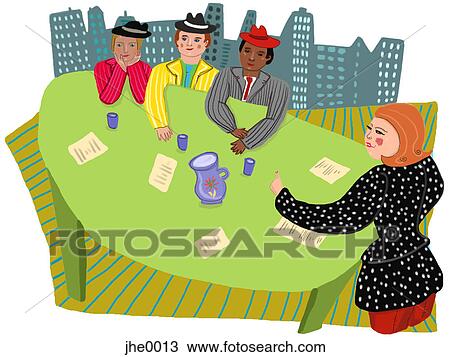Drawing - businesswoman holding a meeting. Fotosearch