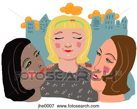 Stock Illustration - two women consoling their friend. Fotosearch