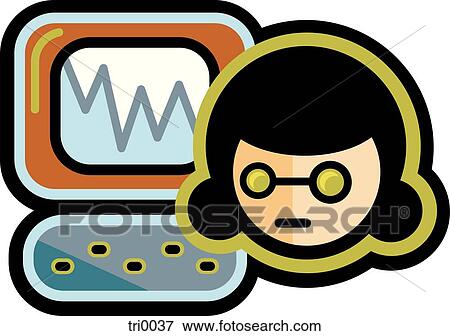 computer girl View Large Illustration Stock Illustration - computer girl. Fotosearch