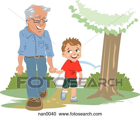 boy learning from his grandfather View Large Illustration Clipart - boy learning from his grandfather. Fotosearch