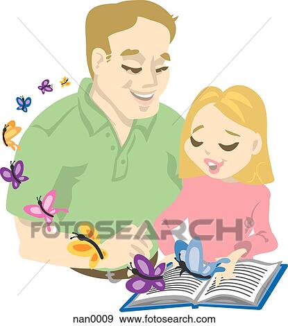 father and daughter reading View Large Illustration Stock Illustration - father and daughter reading. Fotosearch