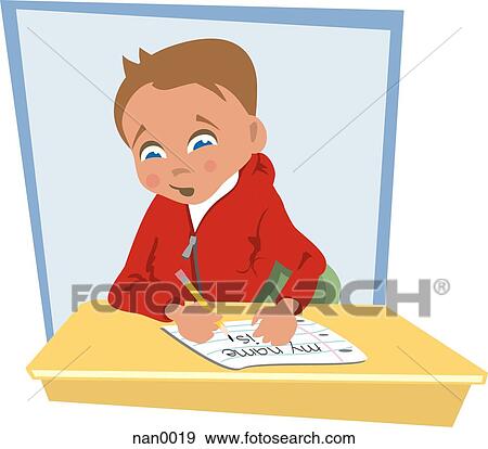 little boy at school View Large Illustration Stock Illustration - little boy at school. Fotosearch