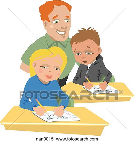Stock Illustration - teacher and students in the classroom. Fotosearch