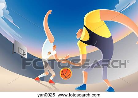 １つのバスケットのボールの上の の もの 人 イラスト Yan0025 Fotosearch