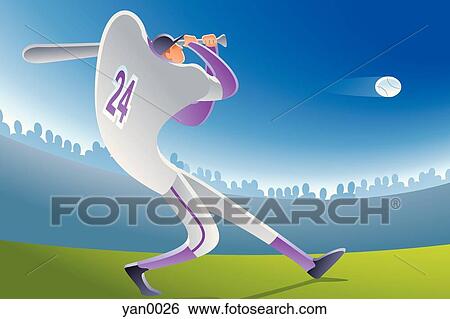 Stock Illustration - baseball player swinging the bat. Fotosearch
