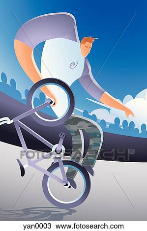 Drawing - bike tricks. Fotosearch