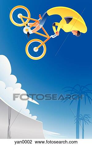 bmx biking View Large Illustration Drawing - bmx biking. Fotosearch