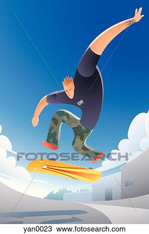 guy skateboarding View Large Illustration Drawing - guy skateboarding. Fotosearch