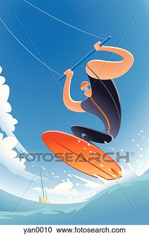 kite surfer View Large Illustration Clipart - kite surfer. Fotosearch