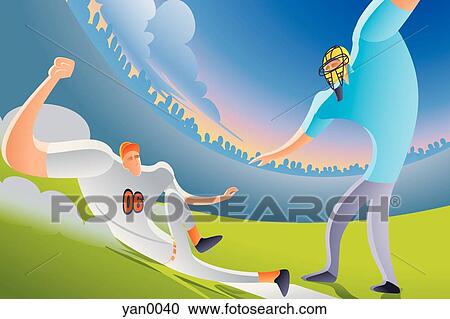 Clipart - playing baseball. Fotosearch