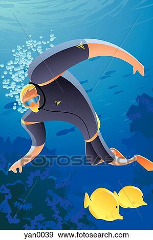 scuba diving View Large Illustration Stock Illustration - scuba diving. Fotosearch