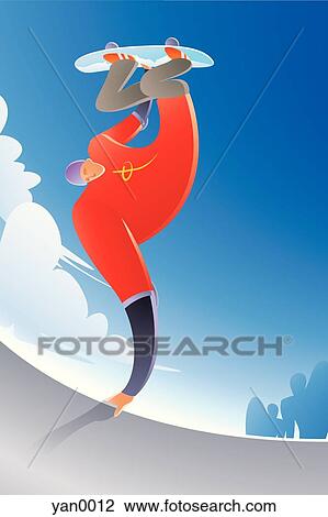 Drawing - skateboarding. Fotosearch