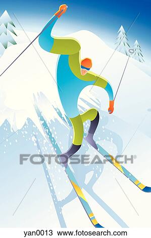 Drawing - skiing. Fotosearch