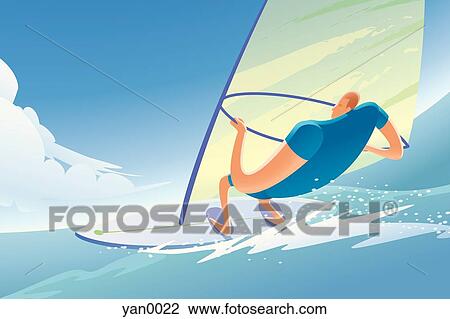 windsurfer View Large Illustration Drawing - windsurfer. Fotosearch