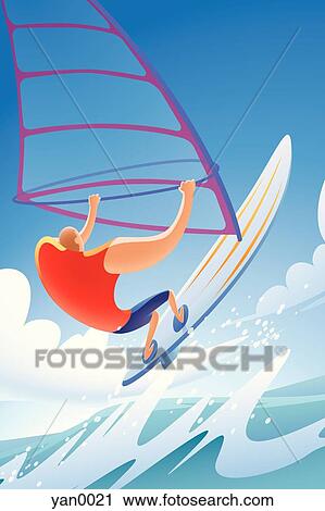 windsurfing View Large Illustration Clip Art - windsurfing. Fotosearch