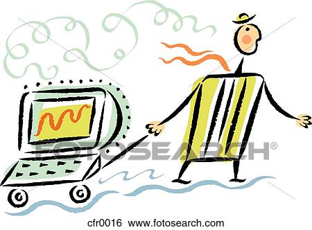 computer in tow View Large Illustration Stock Illustration - computer in tow. Fotosearch