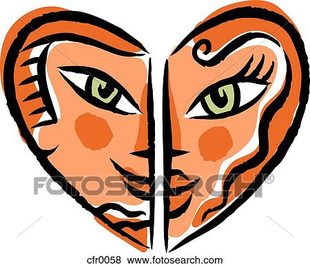 Stock Illustration - two hearts. Fotosearch