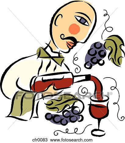 wine pouring View Large Illustration Drawing - wine pouring. Fotosearch