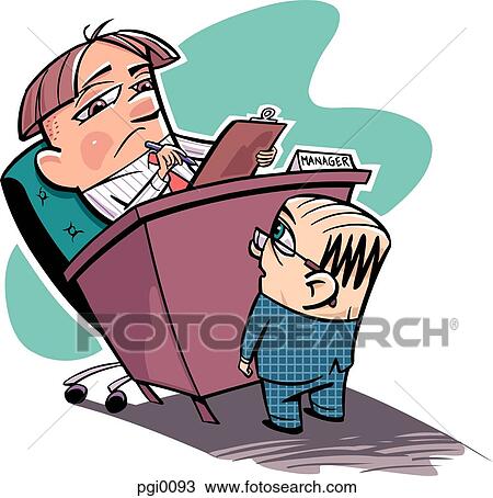 Drawing - big boss, little employee. Fotosearch