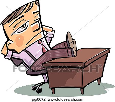 businessman with his feet on his desk View Large Illustration Drawing - businessman with his feet on his desk. Fotosearch