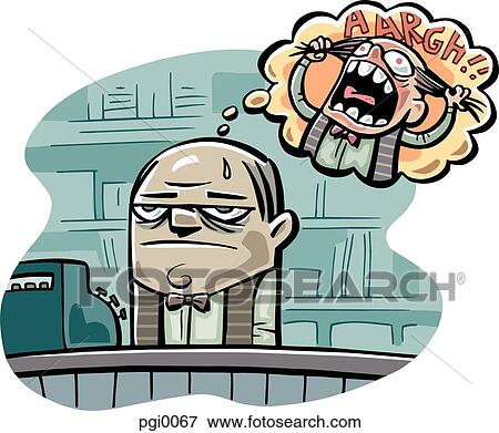 frustrated store clerk View Large Illustration Stock Illustration - frustrated store clerk. Fotosearch