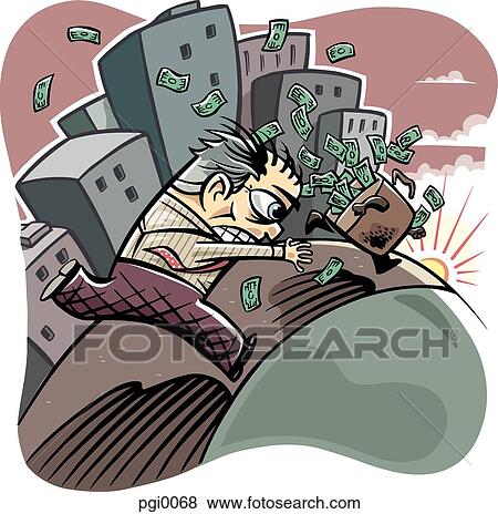 Stock Illustration - man chasing briefcase full of money. Fotosearch
