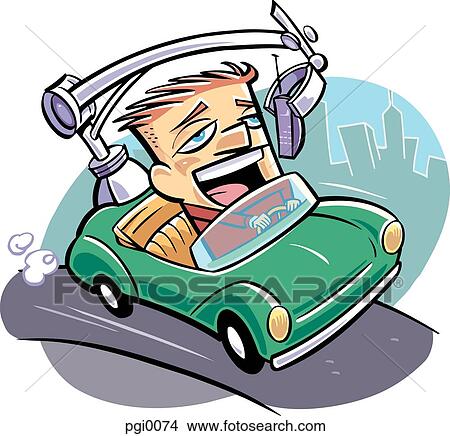 Stock Illustration - man driving while on the phone. Fotosearch