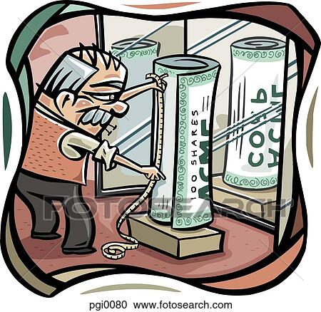 Clipart - man measuring stocks. Fotosearch