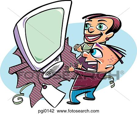 Drawing - new computer. Fotosearch