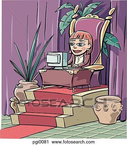 working woman sitting at her throne View Large Illustration Clip Art - working woman sitting at her throne. Fotosearch