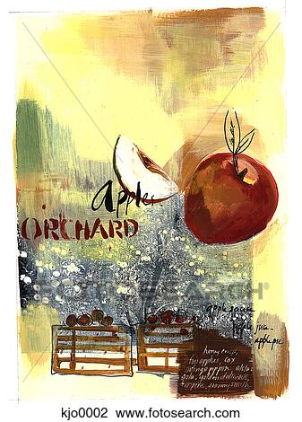 apple orchard View Large Illustration Drawing - apple orchard. Fotosearch
