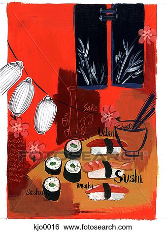 Stock Illustration - sushi lanterns. Fotosearch