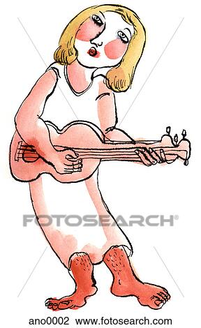 Drawing - Playing a love song. Fotosearch