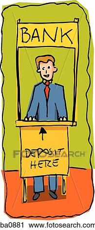 bank teller View Large Illustration Clip Art - bank teller. Fotosearch