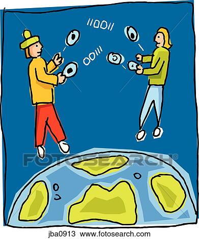 connected, internet, technology, people View Large Illustration Drawing - connected, internet, technology, people. Fotosearch