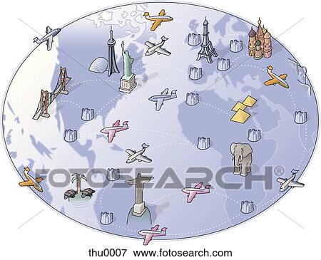 airplanes flying around the world View Large Illustration Stock Illustration - airplanes flying around the world. Fotosearch