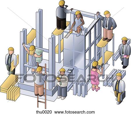 Clipart - builders. Fotosearch