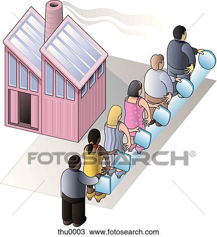 chain of workers View Large Illustration Drawing - chain of workers. Fotosearch