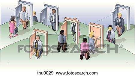 Stock Illustration - doors of opportunity. Fotosearch