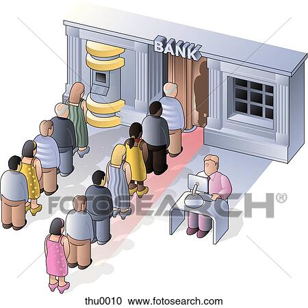 lineup for the bank machine View Large Illustration Clipart - lineup for the bank machine. Fotosearch