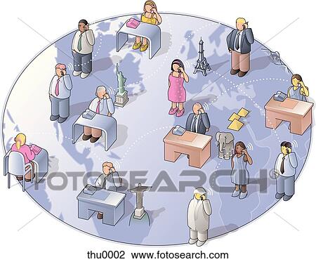 Drawing - long distance phone calls. Fotosearch