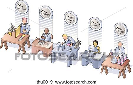 people working around the world View Large Illustration Stock Illustration - people working around the world. Fotosearch