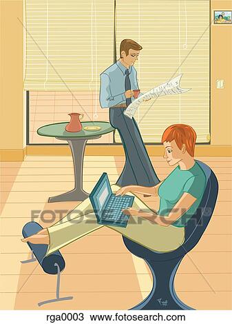couple at home View Large Illustration Drawing - couple at home. Fotosearch