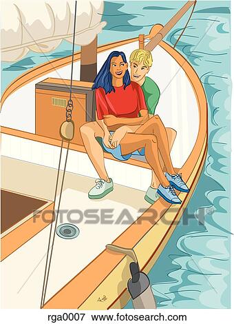 Stock Illustration - couple sailing. Fotosearch