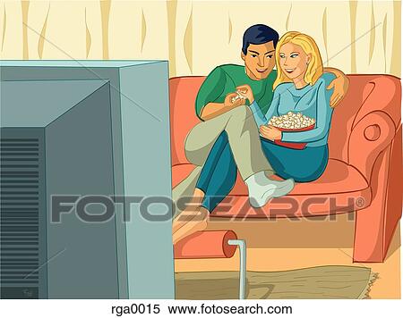 Stock Illustration - couple watching a movie. Fotosearch