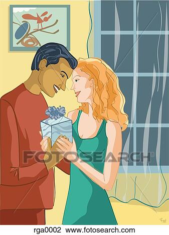 exchanging presents View Large Illustration Drawing - exchanging presents. Fotosearch