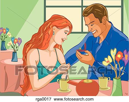 Stock Illustration - man proposing to his girlfriend. Fotosearch