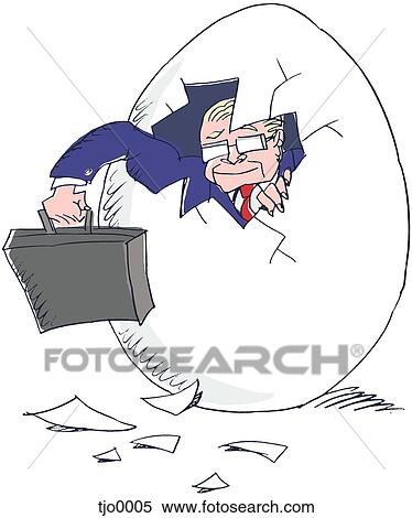 Stock Illustration - businessman breaking out of his shell. Fotosearch